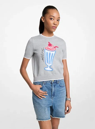 Michael Kors Graphic Knit Short-sleeve Sweater