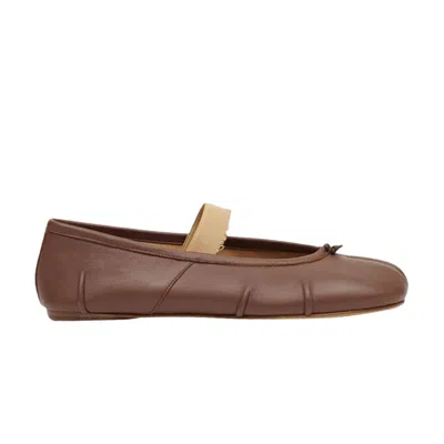 Pre-owned Maison Margiela Wmns Tabi Ballerina Flat Elastic Band 'warm Coffee Nude' | Brown | W