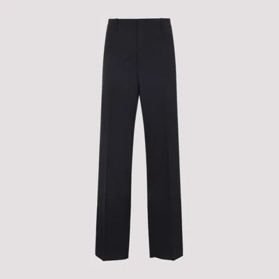 Bottega Veneta Straight Wool Casual Pants In Black