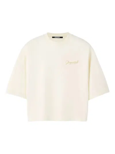 Jacquemus Beige Crewneck Logo T-shirt In Neutral