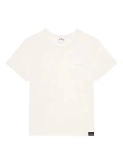 Courrèges Embroidered White T-shirt With Classic Crew Neckline