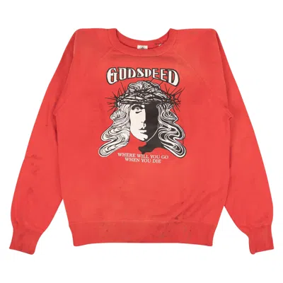 Pre-owned Saint Michael Godspeed Raglan Crewneck Sweatshirt 'red' | Men's Size L