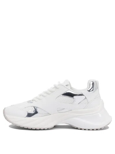 Pinko Ariel 15 White Sneakers With Mirror Panels And Logo Patch On The Tongue In Tech Fabric Woman In White