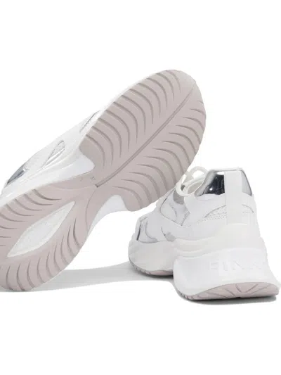 Pinko Ariel 15 White Sneakers With Mirror Panels And Logo Patch On The Tongue In Tech Fabric Woman In White