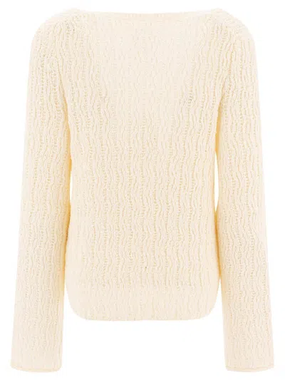 Loulou Studio V-neckline Textured Knit Sweater In Neutral