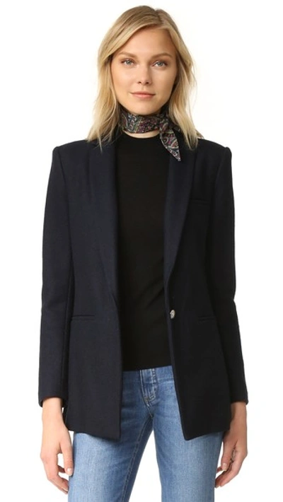 Laveer Boyfriend Blazer In Navy Wool