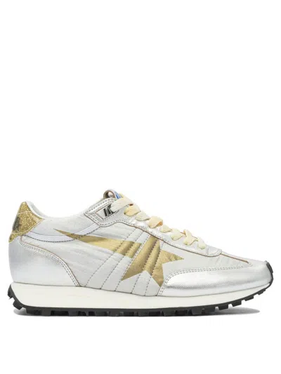 Golden Goose Running Marathon Sneakers In Silver Leather And Fabric In Metallic