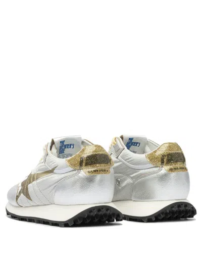 Golden Goose Running Marathon Sneakers In Silver Leather And Fabric In Metallic