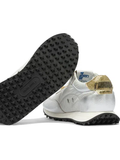 Golden Goose Running Marathon Sneakers In Silver Leather And Fabric In Metallic