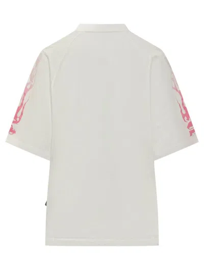 Palm Angels Flame-print Loose Tee In White