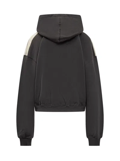 Palm Angels Track Crop Hoody In Gray