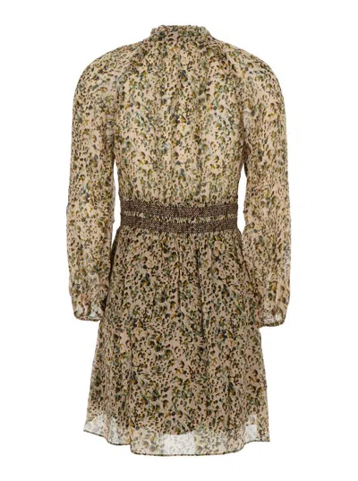 Ba&sh 'camelia' Multicolor Dress With V-neck And All-over Print In Viscose Woman