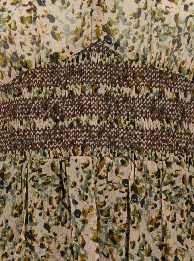 Ba&sh 'camelia' Multicolor Dress With V-neck And All-over Print In Viscose Woman