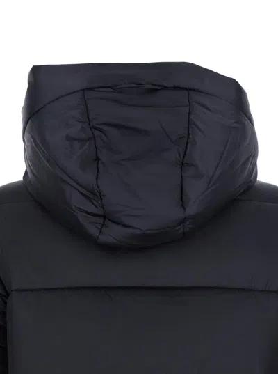 Save The Duck Lysa Black Long Down Jacket With Logo Detail In Shiny Fabric Woman