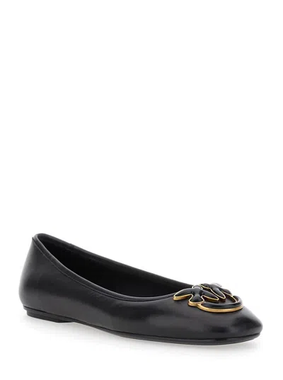 Pinko Logo-embellished Ballerina Flats In Black
