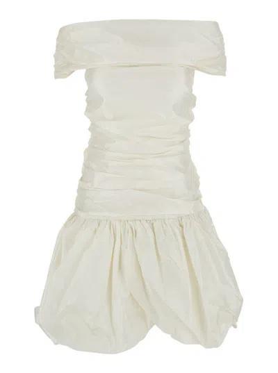 Rotate Birger Christensen Off Shoulder Mini Dress In White