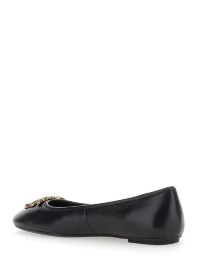 Pinko Logo-embellished Ballerina Flats In Black