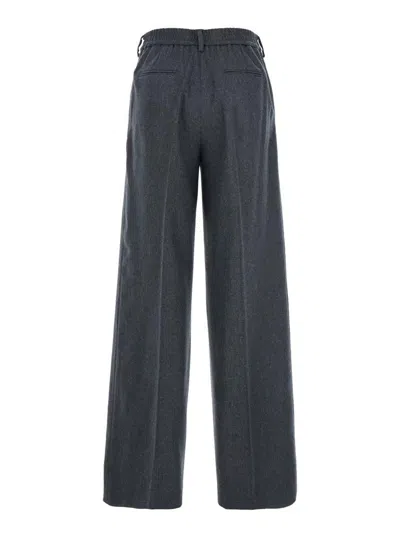 Pt Torino Lorenza Half Elasticated Belt Pants Wool And Cashmere Brusghed Flanel
