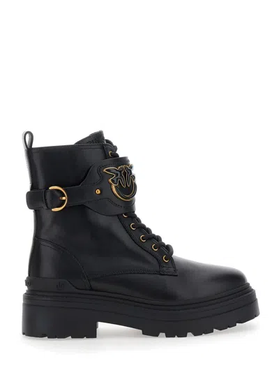 Pinko Mia 07 Leather Ankle Boots In Black