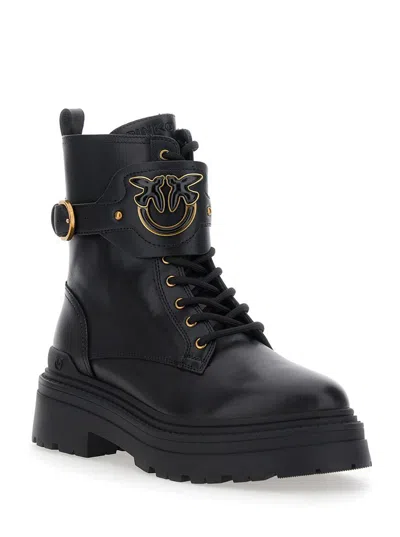 Pinko Mia 07 Leather Ankle Boots In Black