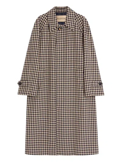 Valentino Coat With Vichy Pattern In Cotton And Wool