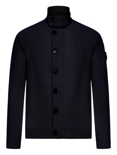 Stone Island High-neck Cardigan With Logo Patch