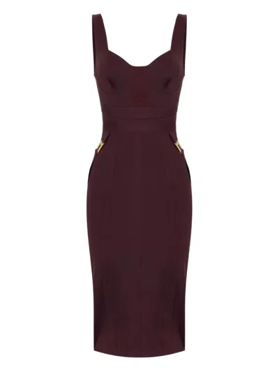 Elisabetta Franchi Structured Bodice Evening Dress In Burgundy