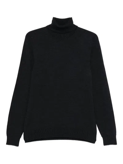 Drumohr Fitted Merino Wool Long Sleeve Turtleneck Sweater In Black