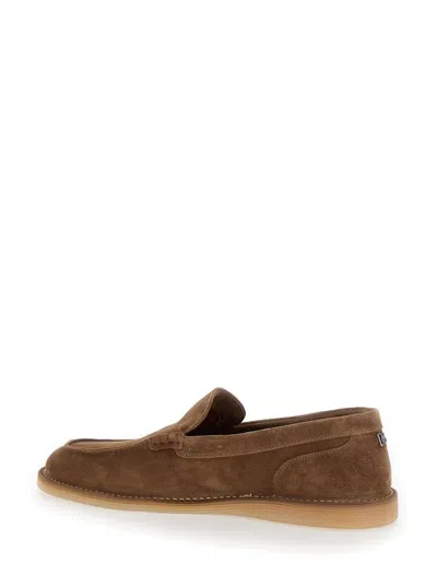 Dolce & Gabbana Brown Suede Loafers With Rubber Sole In Brown