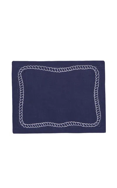 Los Encajeros Set Of Four Bowline Navy/white Cocktail Napkins