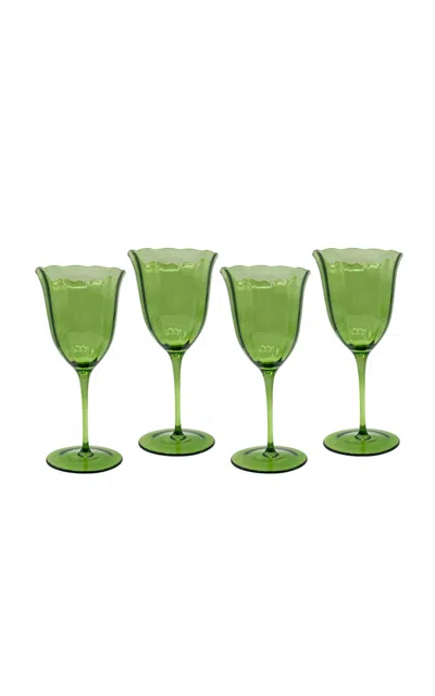 Duggan Society Lily  Green Water Glass (set Of 4)