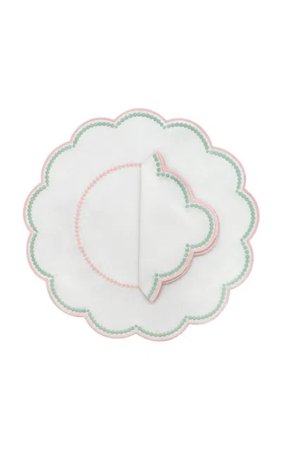 Duggan Society Lilibeth White/pink And Green Placemat (set Of 4)