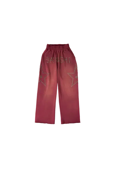 Satoshi Nakamoto Star Studded Sweatpant Red In Animal Print