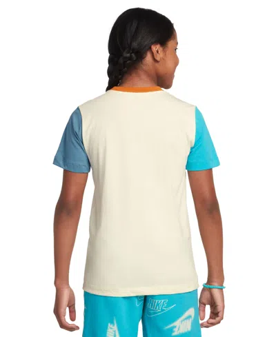 Nike Big Kids Sportswear Colorblocked Cotton T-shirt In White