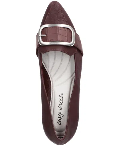 Easy Street Aster Womens Pointed Closed Toe Block Heel Pumps In Burgundy