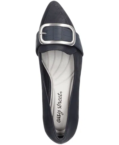 Easy Street Aster Womens Pointed Closed Toe Block Heel Pumps In Blue