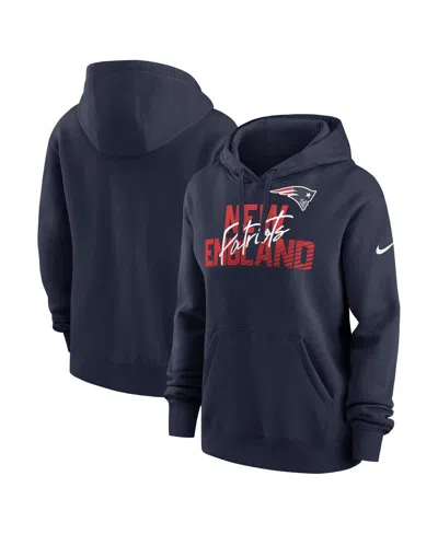 Nike Navy New England Patriots Wordmark Club Fleece Pullover Hoodie