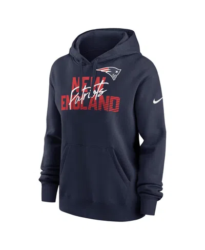 Nike Navy New England Patriots Wordmark Club Fleece Pullover Hoodie