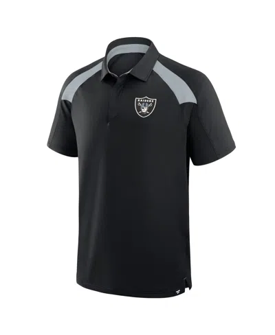Fanatics Men'sâ Black Las Vegas Raiders Back Around Raglan Polo Shirt In Black