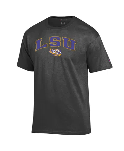 Champion Men'sâ Charcoal Lsu Tigers Arch Over Logo T-shirt In Gray