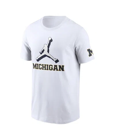 Jordan Men's White Michigan Wolverines Primetime 2-hit Swoosh T-shirt In White