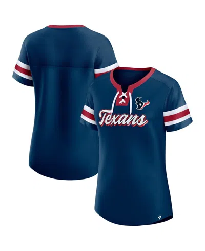 Fanatics Women's Navy Houston Texans Original State Lace-up T-shirt