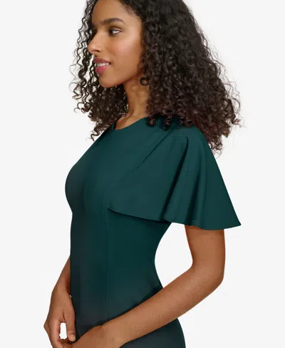 Calvin Klein Flutter Sleeve Sheath Dress In Green