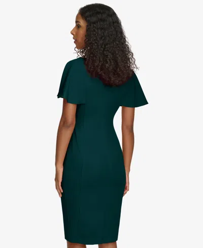 Calvin Klein Flutter Sleeve Sheath Dress In Green