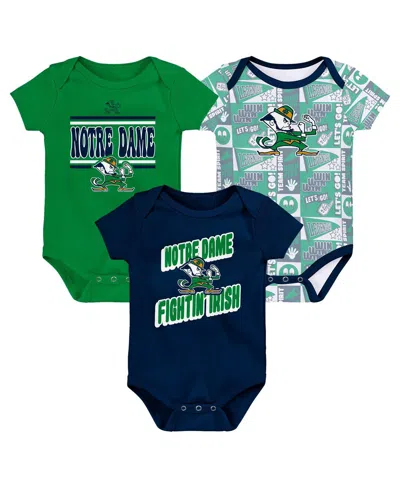 Outerstuff Baby Boys And Girls 3-pack Notre Dame Fighting Irish Sunday Comics Bodysuit In Green