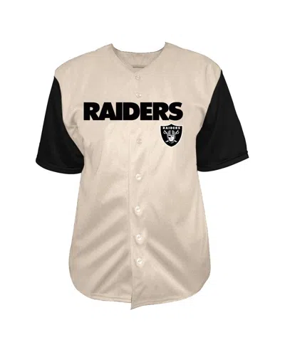 Fanatics Men's Cream Las Vegas Raiders Vintage Full-button Short Sleeve Shirt In Neutral