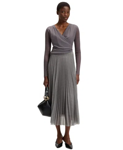 Hugo Boss Lined Tulle Skirt With Plissé Pleats
