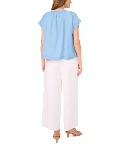 Vince Camuto Women's Shirred-neck Cap-sleeve Peasant Blouse In Blue