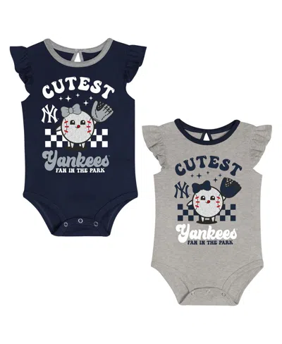 Outerstuff Newborn 2-pack New York Yankees Cutie Ball Bodysuit Set In Blue
