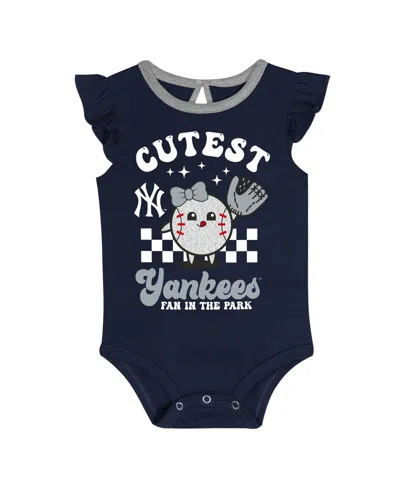 Outerstuff Newborn 2-pack New York Yankees Cutie Ball Bodysuit Set In Blue
